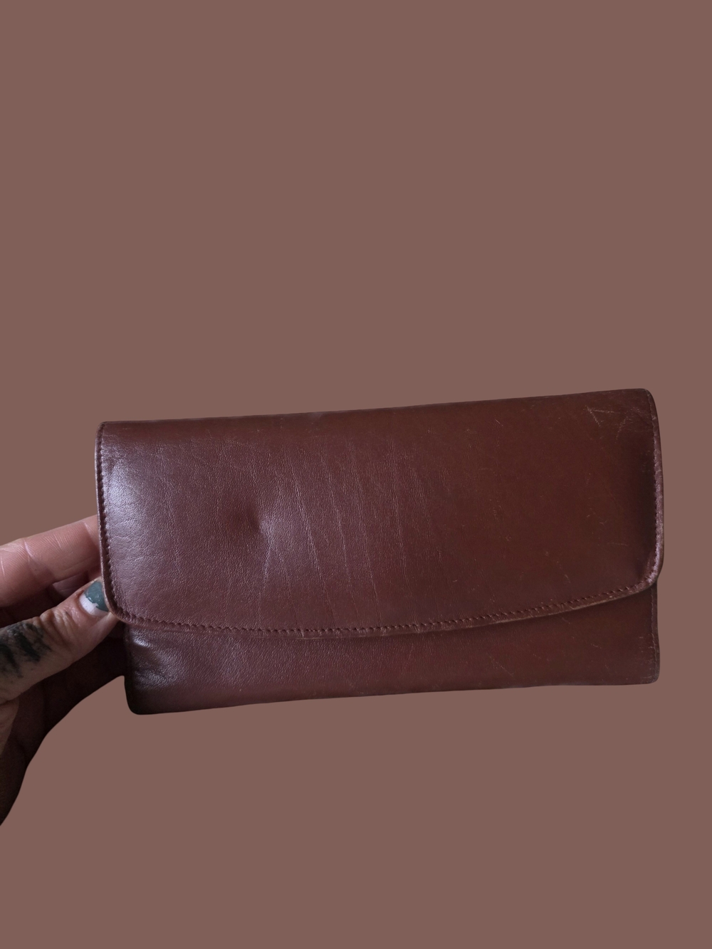 Coach Brown Leather Fold Wallet Clutch